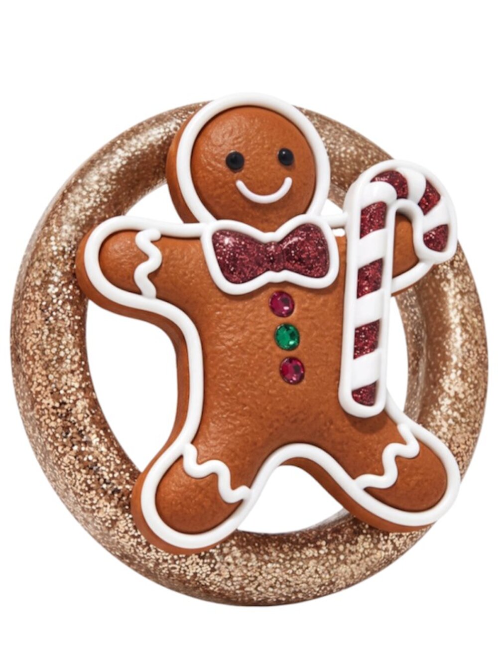 Bath & Body Works Sparkling Gold Gingerbread Man Visor Car Clip Fragrance Holder